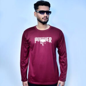 – FULL SLEEVES MAROON PUNISHER GRAPHIC TEES –