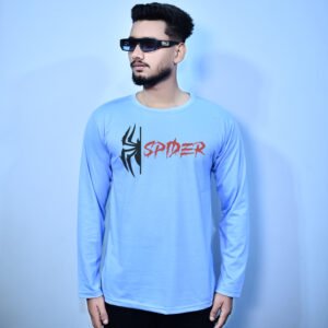 – FULL SLEEVES ICE BLUE SPIDER GRAPHIC TEES –