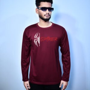 – FULL SLEEVES MAROON SPIDER GRAPHIC TEES –