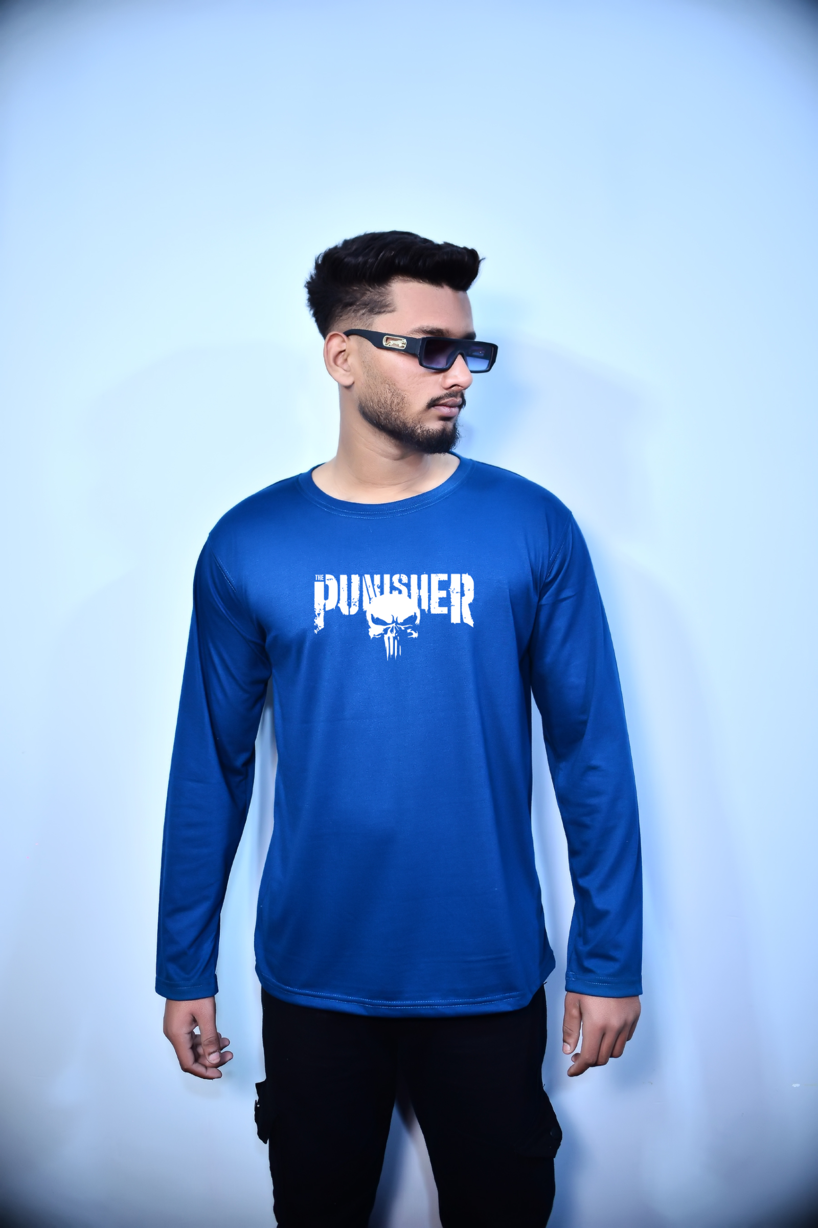 – FULL SLEEVES ZINC BLUE PUNISHER GRAPHIC TEES –